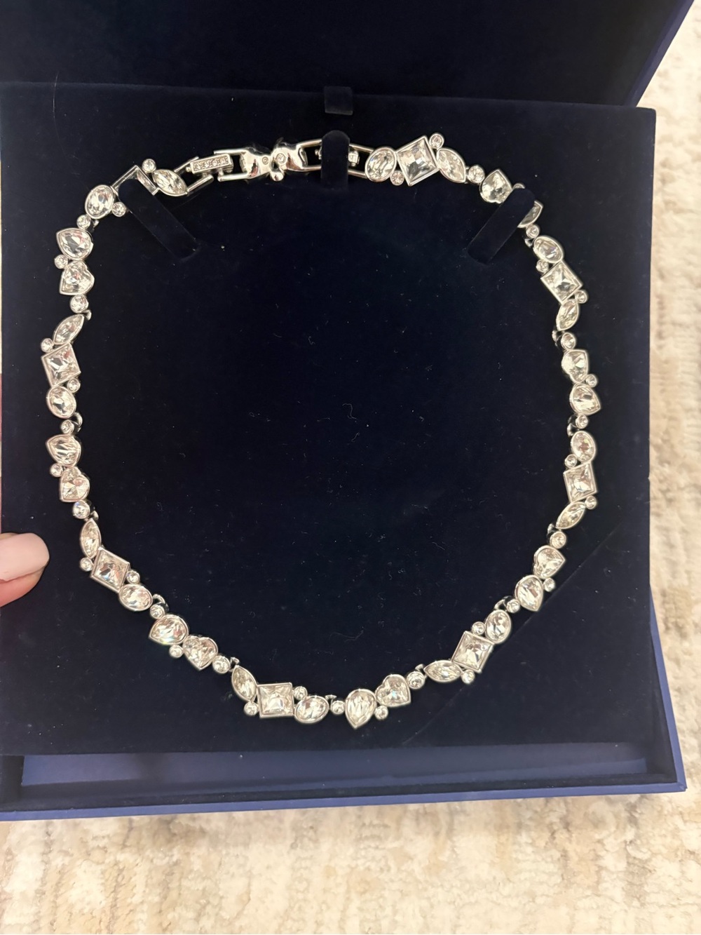 Swarovski Silver Clear Crystal Necklace - Women Jewelry